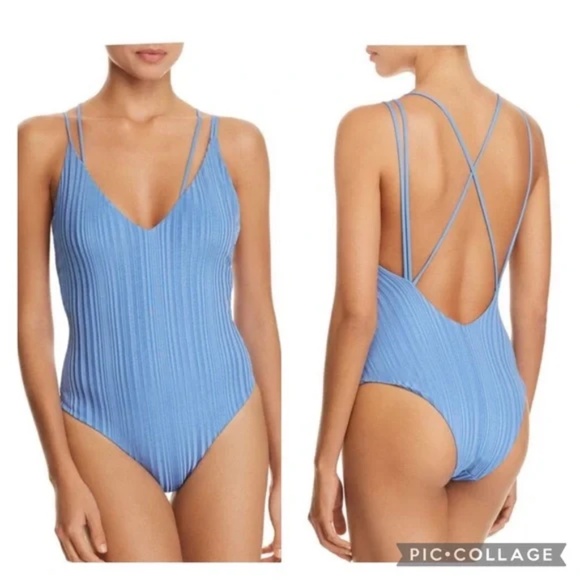 Tavik Blue Ribbed One Piece Swimsuit - Picture 1 of 5